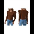 thumbnail image 3 of Chaqueta Corta de Larga para Mujer, con Cremallera, Abrigo, Ropa de Abrigo, Atuendo de Otoño, Chaquetones Marrón Oscuro M, 3 of 7
