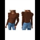 thumbnail image 3 of Chaqueta Corta de Larga para Mujer, con Cremallera, Abrigo, Ropa de Abrigo, Atuendo de Otoño, Chaquetones Marrón Oscuro M, 3 of 7