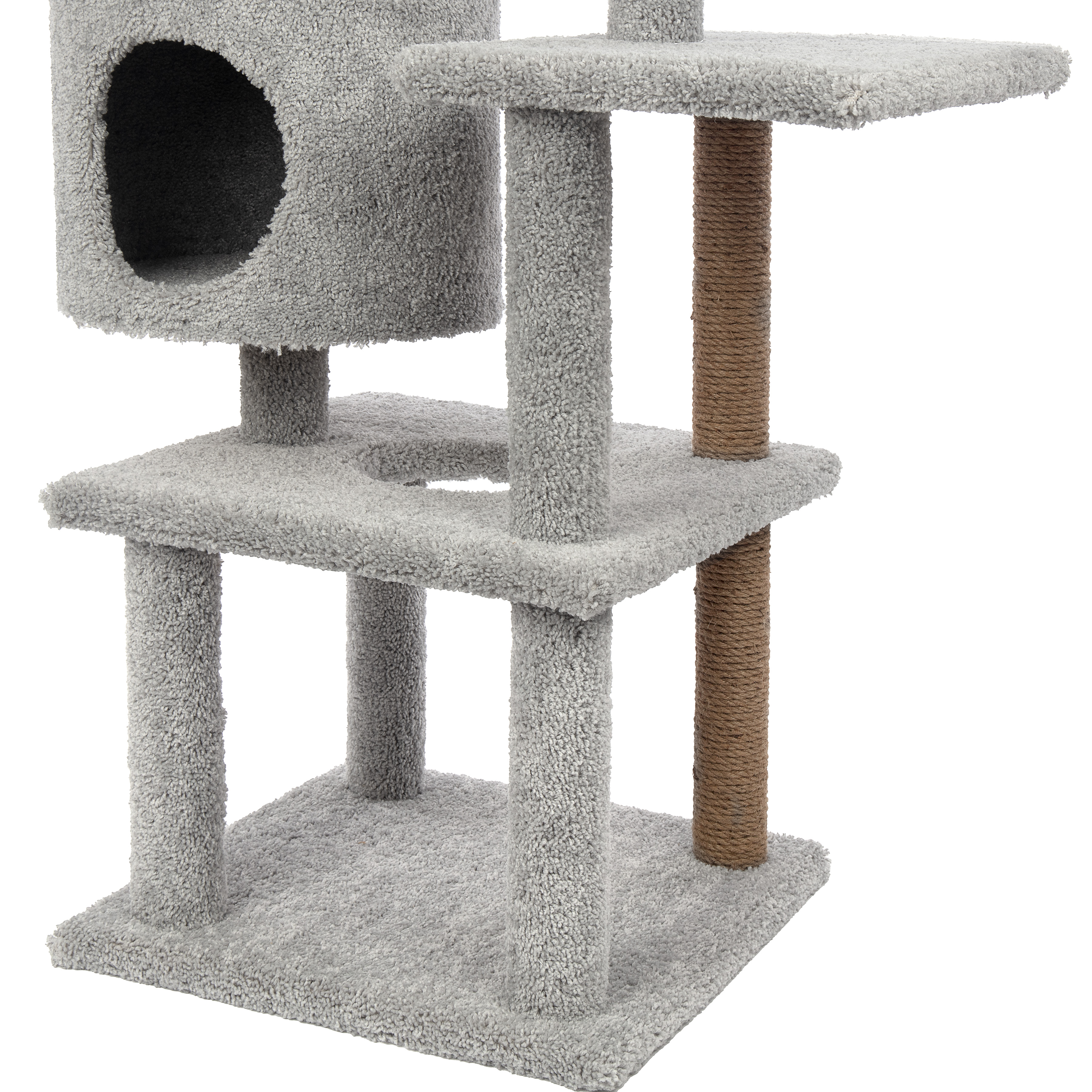 Kitty-Quick 59-in Solid Wood Cat Tree, Grey