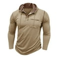 thumbnail image 5 of BRGZLK Men's Athletic Hooded Sweatshirt Fall Winter Classic Solid Color Half-Button Long Sleeves Slim Fit Hoodie Top with Pocket Khaki XXXL, 5 of 7