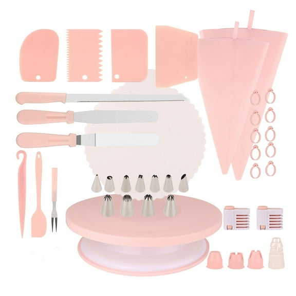 DIY Decorating Tool Set With Cream Turntable And Piping Tips For Cakes
