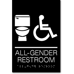 

California ALL GENDER RESTROOM Accessible Toilet Wall Sign-Black / White (1 Unit)
