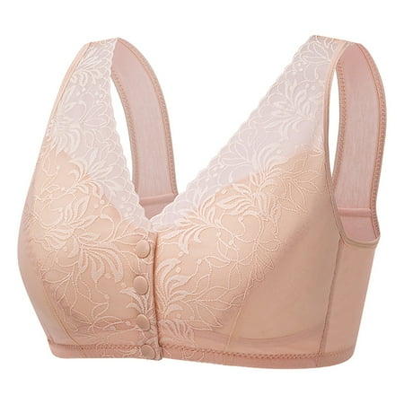 Gnurob Women s Front Closure Bralette Lace Minimizer Bras Strenchy Breathable Brassiere Push-up Racerback Bra Full Coverage T-Shirt Padded Underwear Clearance Saving Pink 40