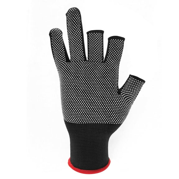 UNICOO® 12 Pairs Rubber Latex Coated Open-Finger Framers Gloves, Bike Gloves, Fishing Gloves, Gardening Gloves, Warehouse Working Gloves for Men and Women (Black White Spot, L)