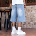 thumbnail image 4 of GINGTTO Men's Ripped Baggy Fit Below Knee Denim Shorts, 4 of 8