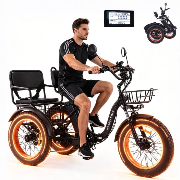 Electric Trike for Adults,20''x4.0''Fat Tire Folding 7-Speed Tricycle,750w Motor,48V15Ah Battery,3 Wheel Ebike with Back Seat