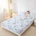 thumbnail image 4 of Homewish Cute Aniaml Elephant Full Size Sheets,Cartoon Loves Pattern Bed Sheets,White Blue Sheet Sets For Kids,Breathable Home Decor,4 Pieces, 4 of 7