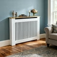 thumbnail image 2 of LUVODI Modern Slatted Vertical White Radiator Cover With Wood-grain Top Mdf Wood Grill Shelf, 2 of 9