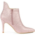 thumbnail image 6 of Unique Bargains Women's Glitter Pointed Toe Stiletto Heel Cutout Ankle Boots, 6 of 7