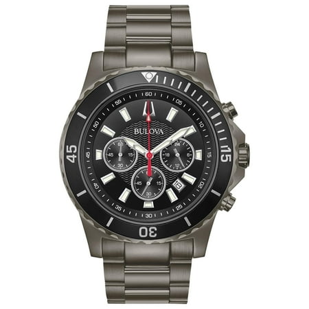 Bulova Men's Gray IP Stainless Steel Chronograph Watch - 98B337