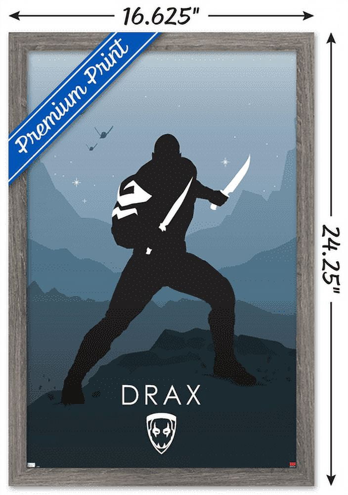 Marvel Heroic Silhouette - Drax Wall Poster, 14.725" x 22.375", Framed