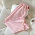 thumbnail image 6 of Women's Cotton Pajama Pants Elastic Waist Ruffled Hem Y2k Plaid Print Loose Fit Trouser Lounge Pants (XL, Pink), 6 of 6