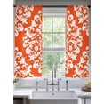 thumbnail image 2 of Classical Floral Sheer Curtains 72 Inch Long 2 Panels, Red Retro Symmetrical Texture Light Filtering Rod Pocket Semi Sheer Curtains, Sheer Voile Drapes for Living Room Bedroom, 52"x72", 2 of 5