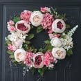 thumbnail image 3 of Artificial Peony Flower Wreath Door Wreath with Green Leaves for Front Door Wedding Wall Home Decor;Artificial Peony Flower Wreath Door Wreath with Green Leaves Home Decor, 3 of 6