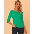 thumbnail image 2 of CamiseAjustaCon Cuello Redondo Y Mangas Al Codo PaMujer Verdes M, 2 of 6