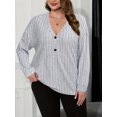 thumbnail image 7 of SIEANE Women's Plus-Size Casual V-Neck Ribbed Knit Button Embellished Long-Sleeved Fall Versatile Jumper Top 1X-4X, 7 of 7