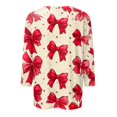 thumbnail image 4 of Womens 3/4 Sleeve Tops Round Neck Fashion Casual Bow Print Tops Shirts Chic Trendy Tees, 4 of 5
