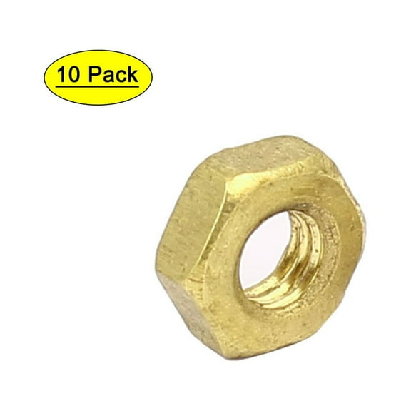 M3 Brass Finished Metric Hex Nut Fastener Brass Tone 10Pcs