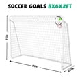 thumbnail image 3 of Leumius 6X8FT Soccer Goals for Kids,Portable Soccer Net with High-Strength Nets for Backyard,White, 3 of 8