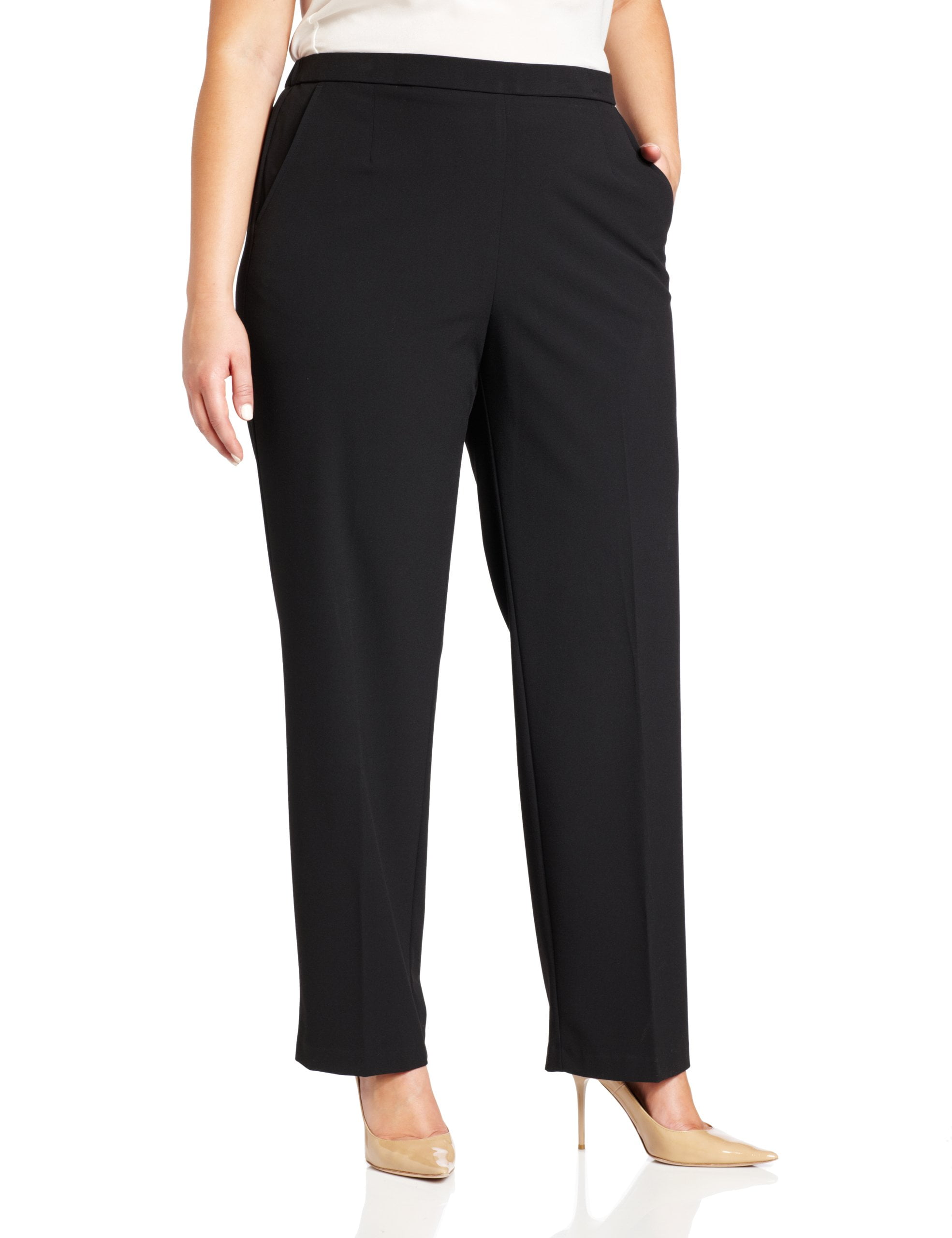 Photo 1 of Briggs NEW Black Womens 18WS Plus Pull-On Stretch Straight-Leg Pants