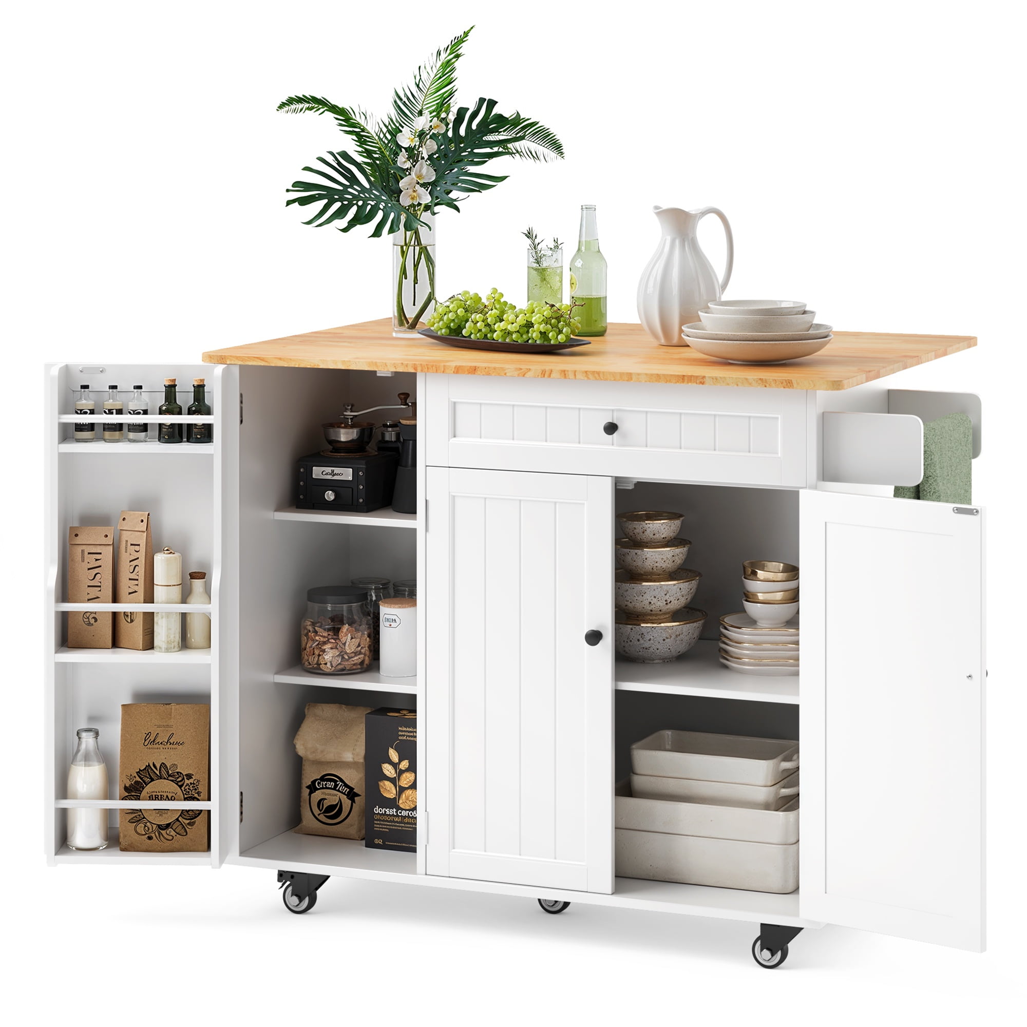 Noelse Kitchen Island with Storage & Drop Leaf, 41.7