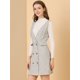 thumbnail image 4 of Allegra K Falda de tirantes de vestido general de oficina de cintura alta a cuadros de mujer blanco L, 4 of 6