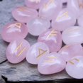 thumbnail image 1 of Crocon Rose Quartz Gemstone Rune Stone with Elder Futhark Alphabet Engraved Symbol 25 pcs Set for Feng Shui Reiki Crystal Healing Chakra Balancing Decor Size: 15-20 mm, 1 of 8