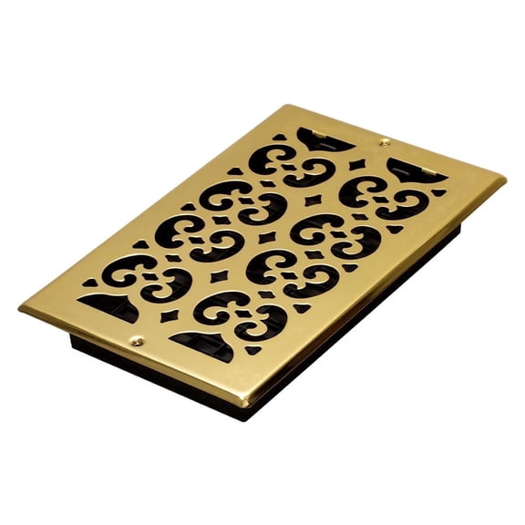 Decor Grates 6x10 Scroll Wall/Ceiling Register Vent Cover, Adjustable Airflow Control, Polished Brass (SP610W)