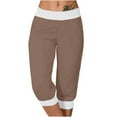 thumbnail image 1 of Womens Jogger Capris Pants Cropped Jogger Running Pants Loungewear Loose Fitting Drawstring Sweatpants with Side Pockets Womens High Waisted Pants Brown 3XL, 1 of 6