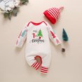 thumbnail image 2 of Odeerbi Christmas Baby Boys Girls Outfit Newborn Clothes Striped Romper Long Sleeve Tree Pants Jumpsuit with Hat Set White, 2 of 9