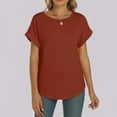 thumbnail image 4 of Besolor Summer Tunic Tops for Women Crewneck Short Sleeve T-Shirts Casual Solid Color Basic Blouse Tees, 4 of 9