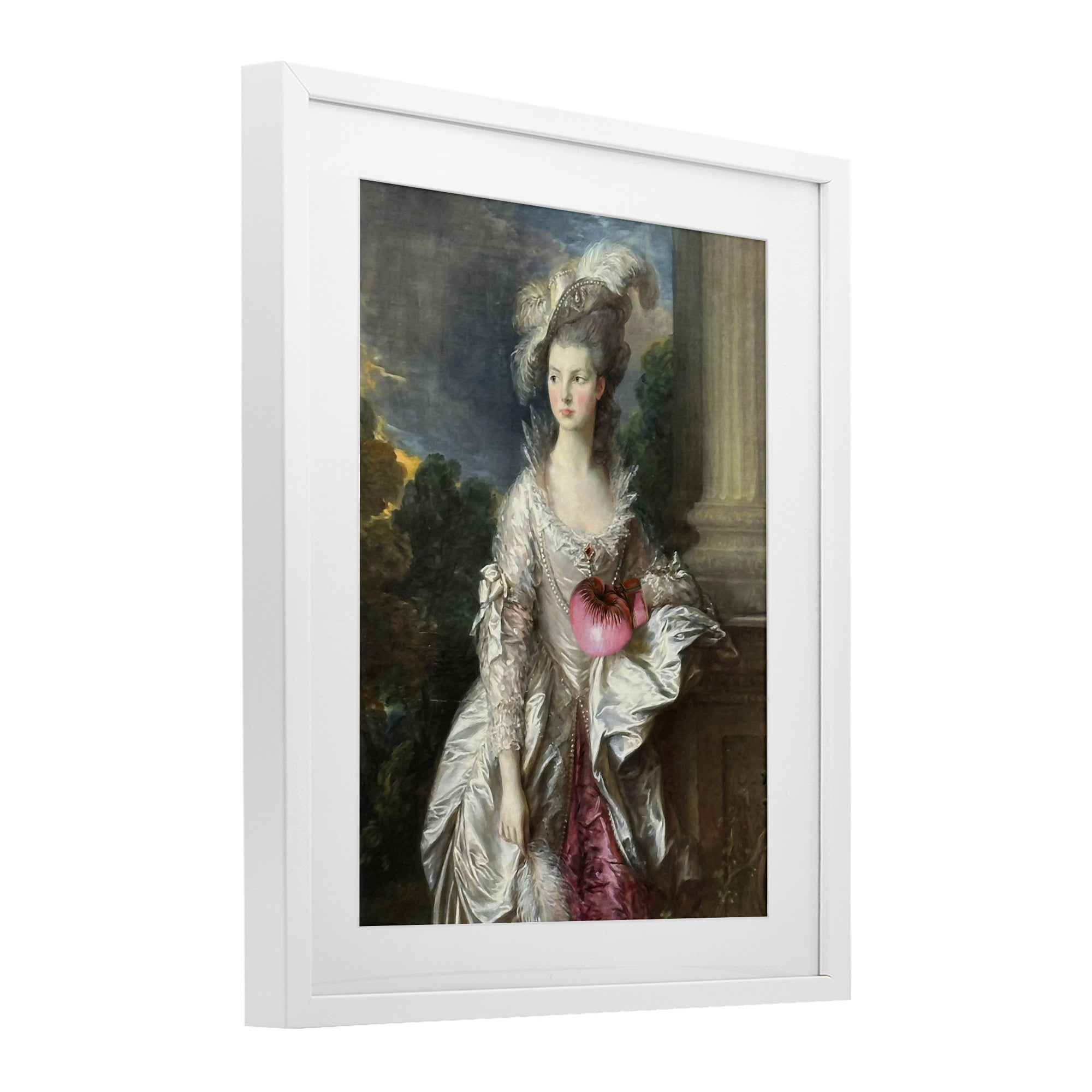 Stupell Industries Historical Lady with Boxing Glove White Framed Print Under Glass, design by Grotto Studios