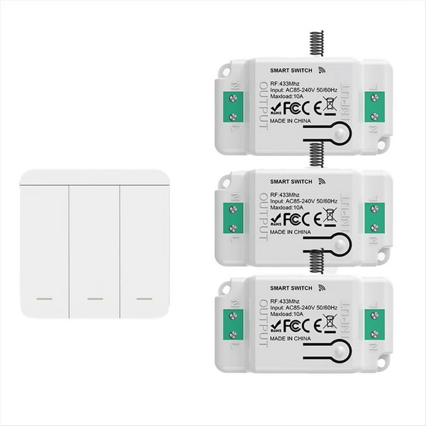 Interruptor de Luz con Control Remoto Inalámbrico de 433 MHz, Pulsador de Pared, CA 110 V, 220 V, Receptor de Relé.