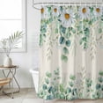 thumbnail image 4 of Shower Curtain Daisy Floral Bathroom Curtains with Hooks, Waterproof Fabric Green Eucalyptus Leaves Branch Linen Bath Shower Curtains Set for Bathroom Bathtubs Decor 72x72 Inch, 4 of 9