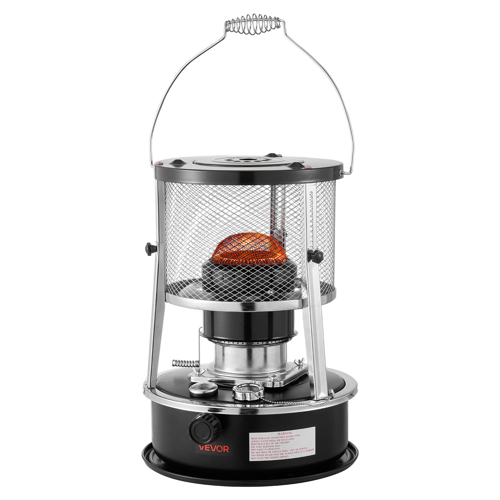 VEVOR 9000 BTU Portable Kerosene Heater & Stove, 2 in 1 Non-Electric Indoor Outdoor Heater with Adjustable Height & Flame & Easy Storage,for Camping, Hunting, Cooking, Home, Garage, Black
