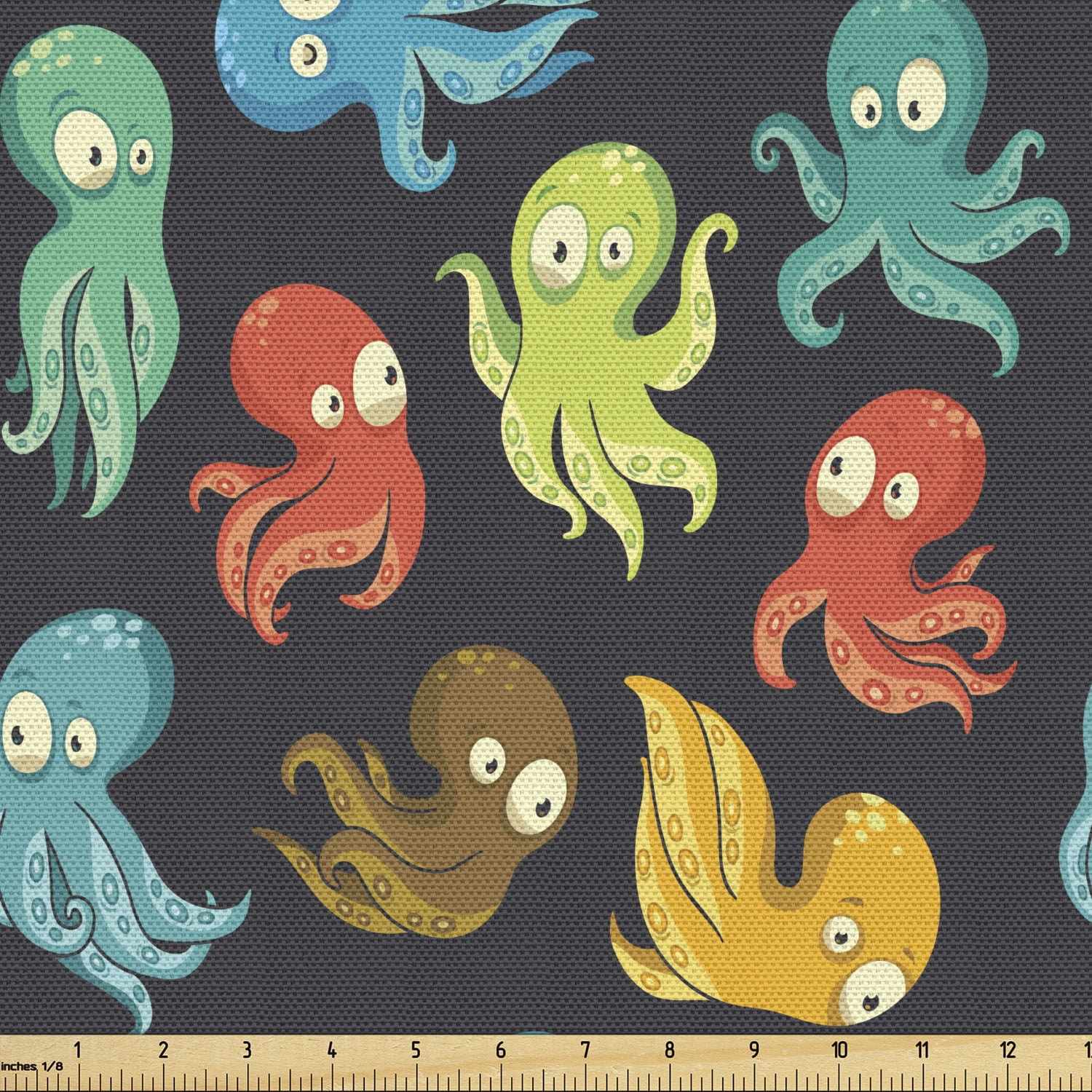 Octopus Upholstery Fabric by the Yard, Octopus Cartoon Drawing Style Funny  Characters from Ocean Underwater Life Image, Decorative Fabric for DIY and  Home Accents, 1 Yard, Multicolor by Ambesonne 