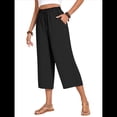 thumbnail image 1 of Pantalones Cortos para Mujer, Informales, con Cordón y Bolsillos, Holgados, de Cintura Alta y Pierna . Negro XXL, 1 of 6