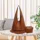 thumbnail image 1 of Bolso estilo hobo con flecos, bolso de hombro, bolso de trabajo holgado, bolso para debajo del brazo, bolso de hombro grande Marrón, 1 of 8