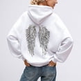 thumbnail image 2 of Spring Fashion Hoodie for Women with Wing Sequin Design Cozy Pullover Casual Loose Fit Long Sleeve Sweatshirt for Daily Wear Hooded White XXXL, 2 of 7