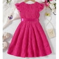 thumbnail image 7 of Girls Lace Dress with Puff Sleeves Front Zipper Elegant Summer Casual Party Toddlers Clothes, 7 of 7