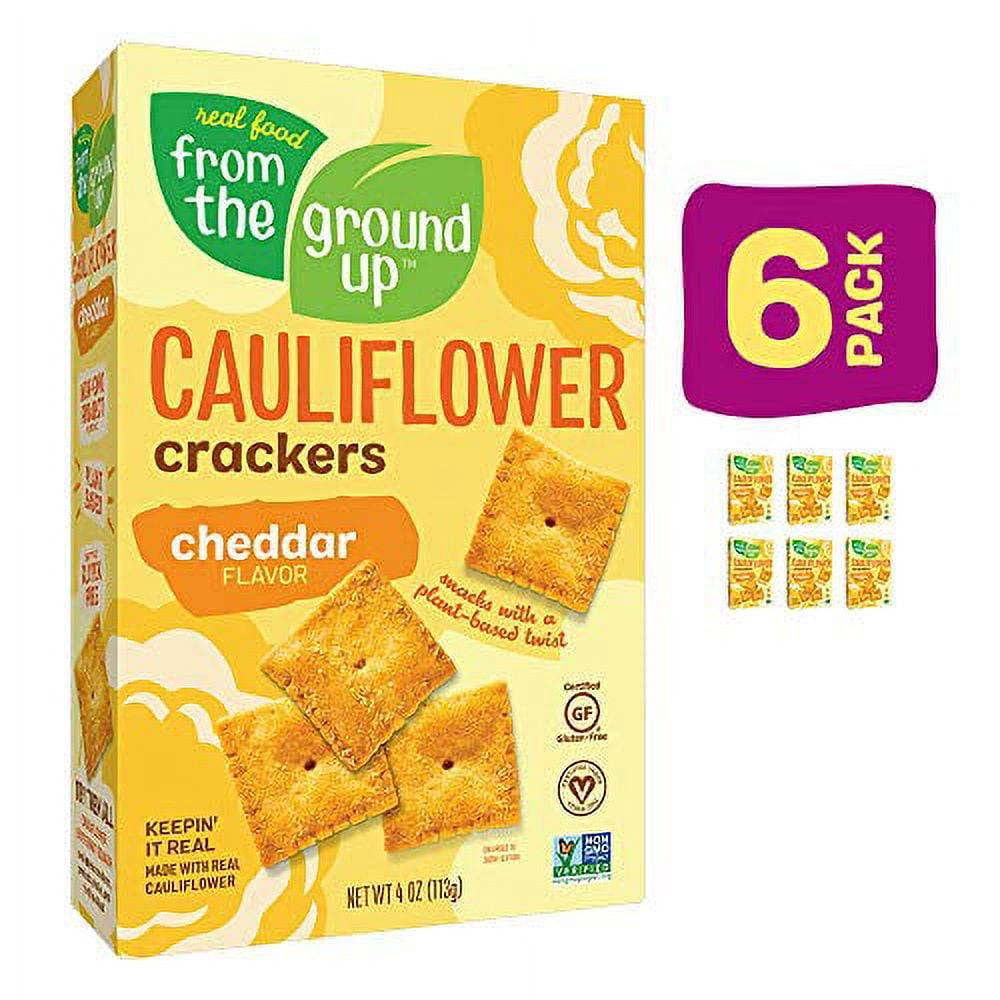 Real Food From The Ground Up Cauliflower Crackers Cheddar 6 Count 4 Ounce