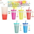 thumbnail image 3 of 5pcs710ml color-changing water cup set with lid and straw, reusable plastic cold drink cup, coffee cup, five-color set, 3 of 5