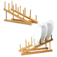 thumbnail image 3 of 4 PCS Wooden Dish Rack Bamboo Plate Rack Stand Pot Lid Holder, Dish Drying Rack Kitchen Cabinet Organizer for Dish Plate,4 x Dish Rack,Wood color, 3 of 9