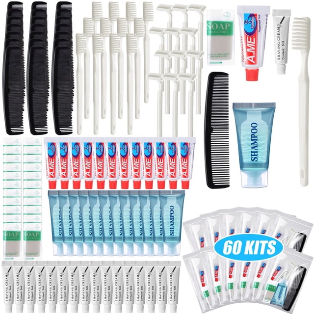 Set de 60 artículos de aseo Ziliny con bolsa reutilizable para hombres Charity