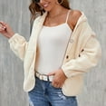 thumbnail image 4 of Lilgiuy Women's Solid Color Button Recreational Long Sleeve Lapel Coat Tops(Beige,6) Winter Clothes for 2022, 4 of 5