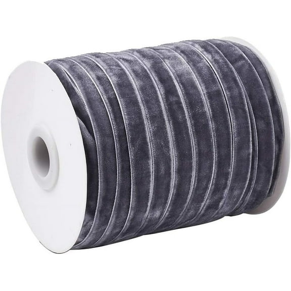 DIY 50 Yards Gray Single Face Velvet Ribbon for Christmas Wedding Wrapping Crafts Decoration Favors DIY