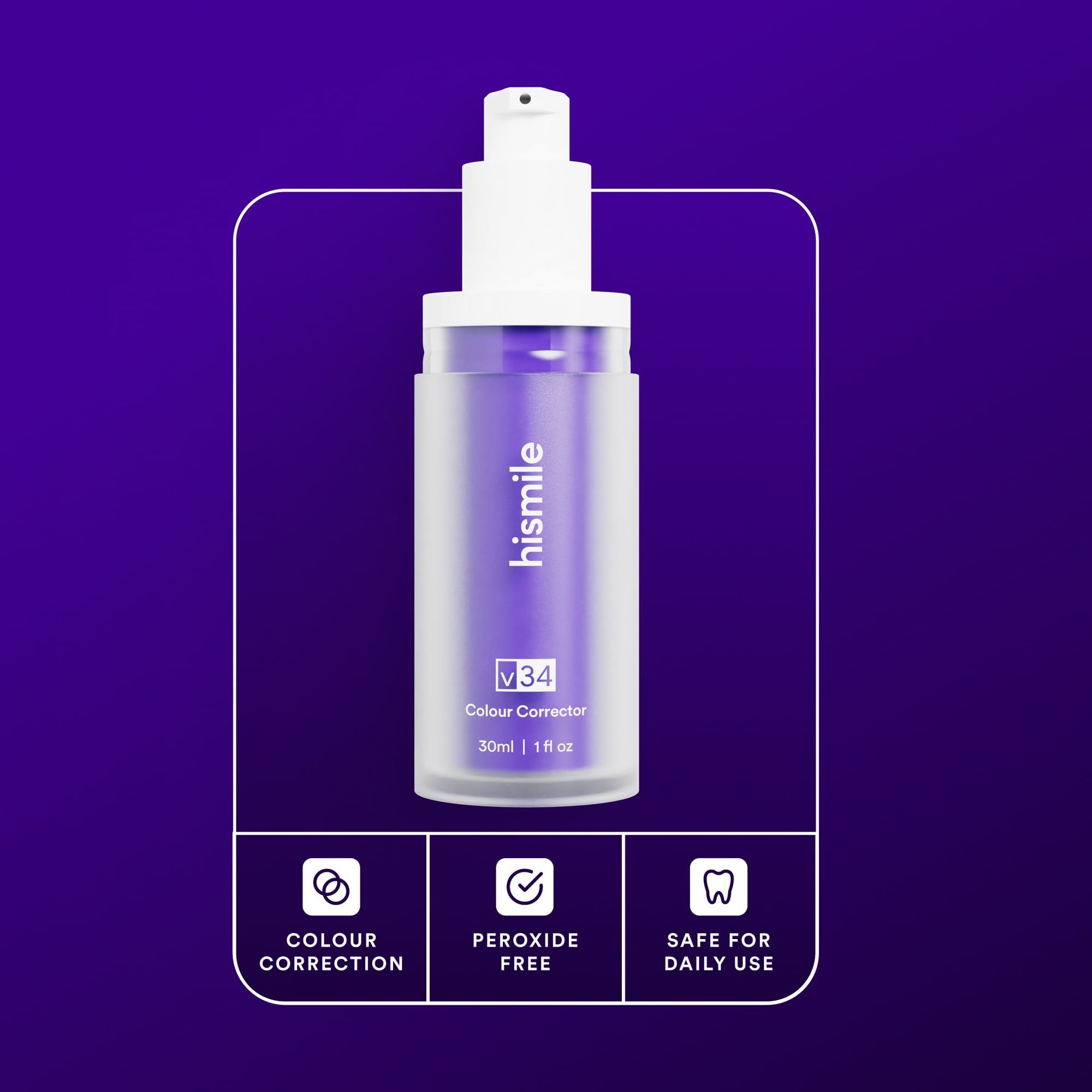 Hismile V34 Colour Corrector, Purple Toothpaste, Colour Correcting Serum, Purple Serum