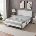 thumbnail image 6 of Katkuca Full Bed Frame, Upholstered Queen Size Platform Bed Frame with Adjustable Headboard, Strong Wood Slat Support, No Box Spring Needed, White, 6 of 8