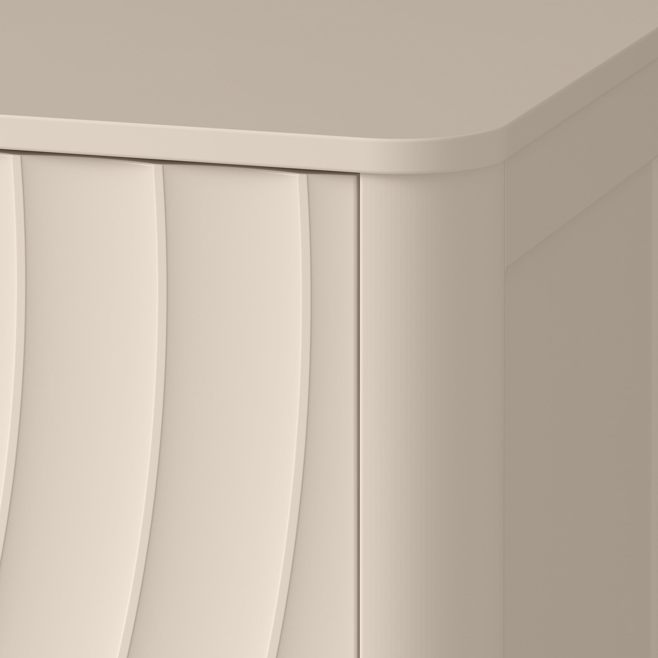 Noble House Zerra 6-Drawer Bedroom Dresser with Rounded Side Panels, Spiral Grain Clothes Organizer, Off White