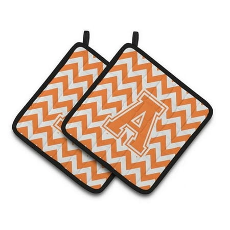 

Letter A Chevron Orange & White Pair of Pot Holders